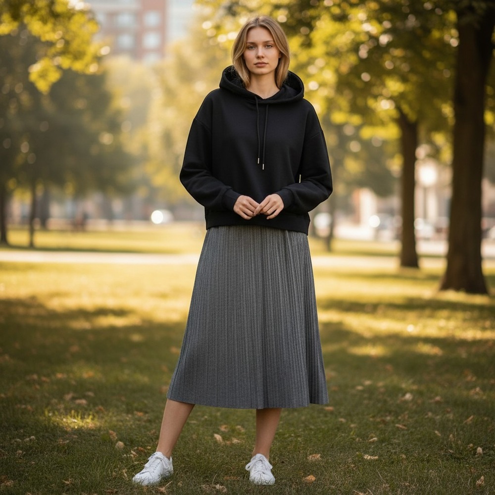 Ami Made in Korea Womens Hooded Sweatshirt Maxi Skirt S Streetwear Whimsigoth